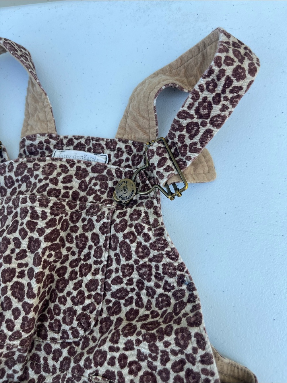 Leopard Print Kids Overall Pants in Brown/Cream -